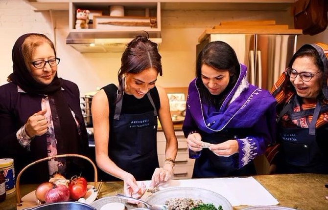 Meghan Markle filmed cooking with Afghan female refugees in US